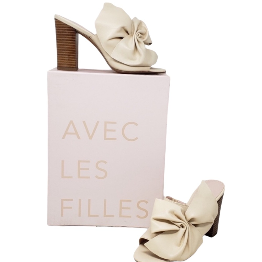 Avec Les Filles Leather slide sandal slide heels